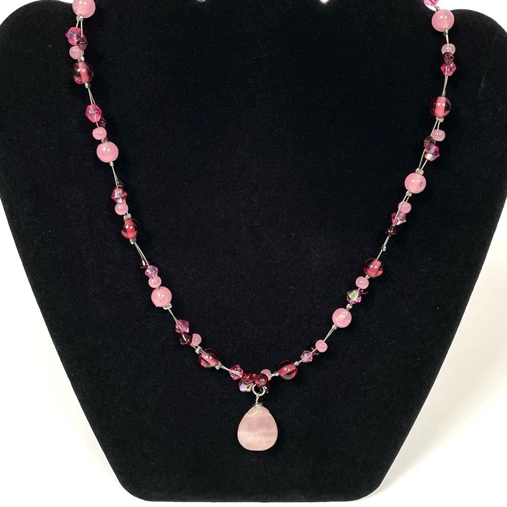 NY & Co. Pink Teardrop Beaded Necklace